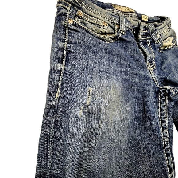 Bke Blue Jeans Distressed Y2K 90's Pants Bootcut Size 28 - Picture 6 of 12